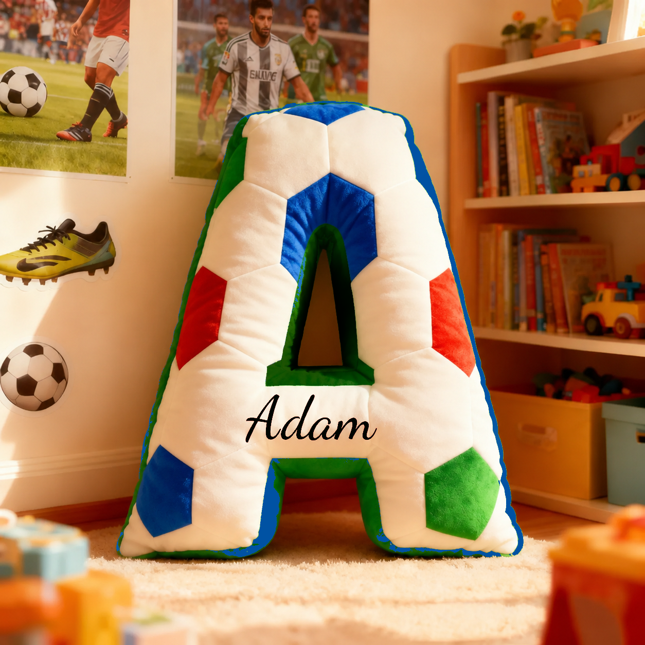 Custom Initial Pillow with name Pillow - Soccer Ball Lover Player Fans Gift World Cup 2026 -16"
