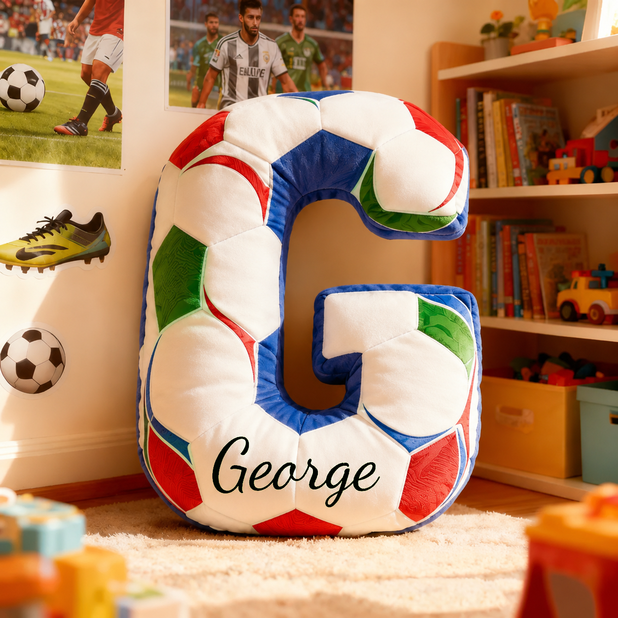 Custom Initial Pillow with name Pillow - Soccer Ball Lover Player Fans Gift World Cup 2026 -16"