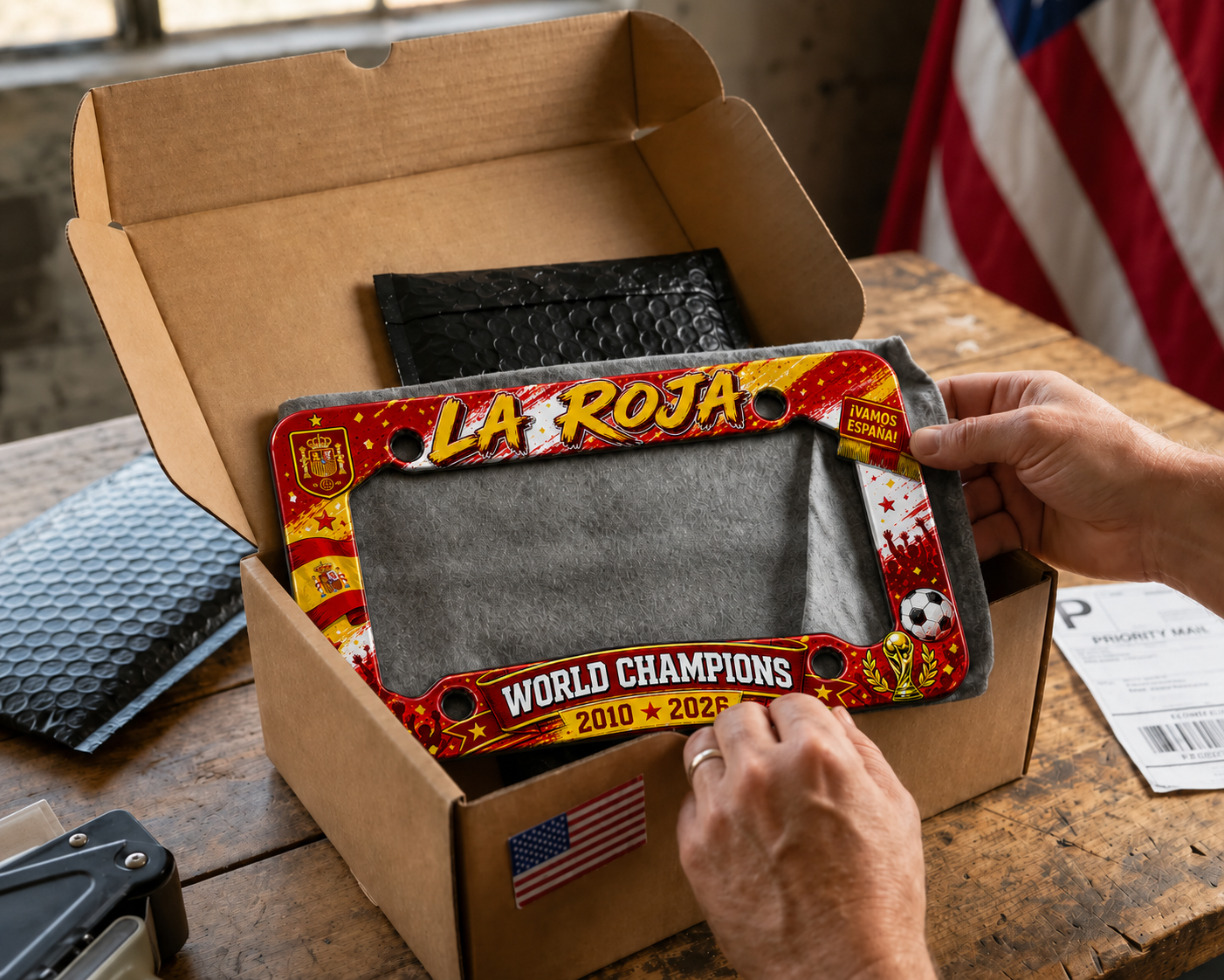 Spain Soccer Champions License Plate Frame – Show Your Pride On Every Drive