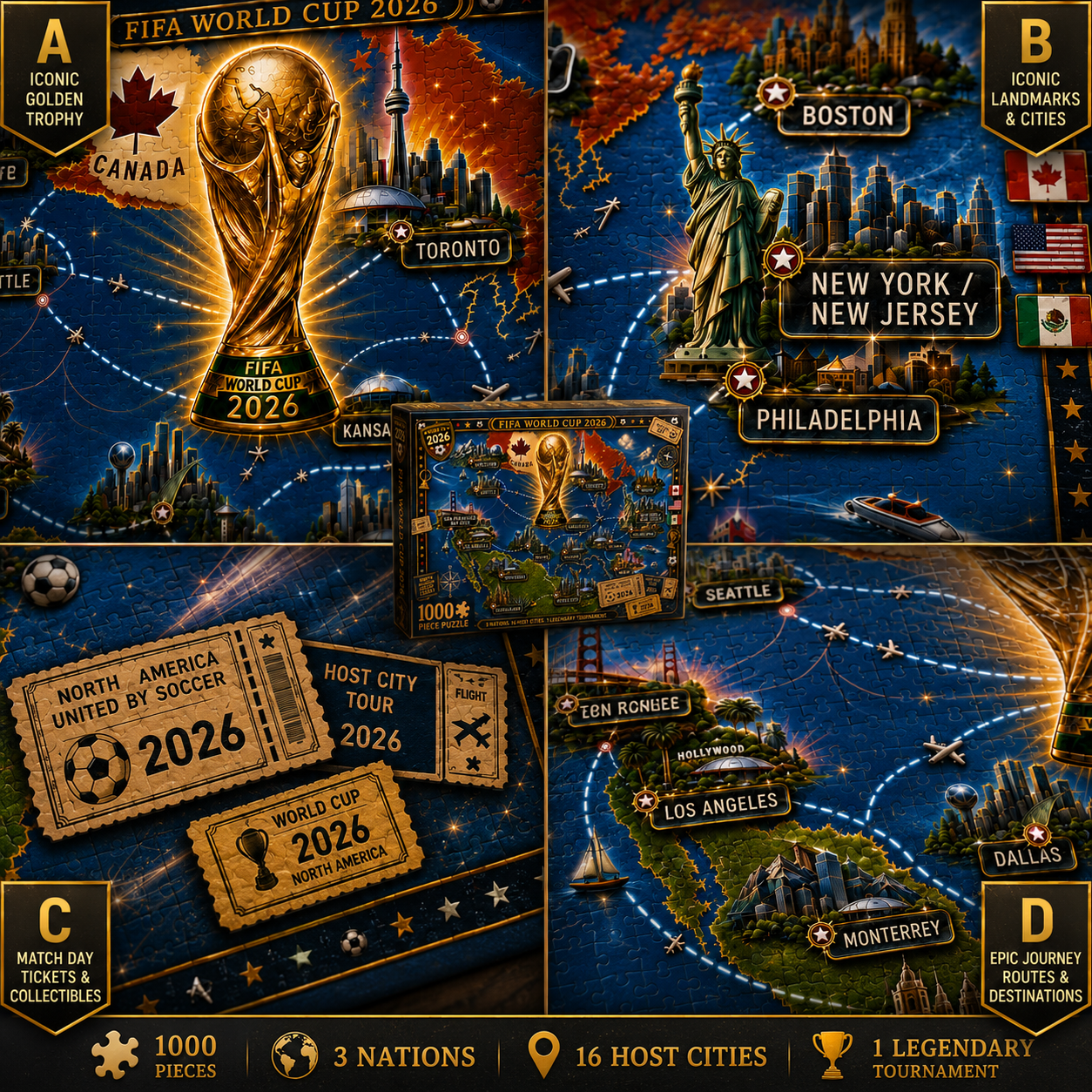 2026 World Cup Host Cities Journey - 500/1000 Piece Jigsaw Puzzle