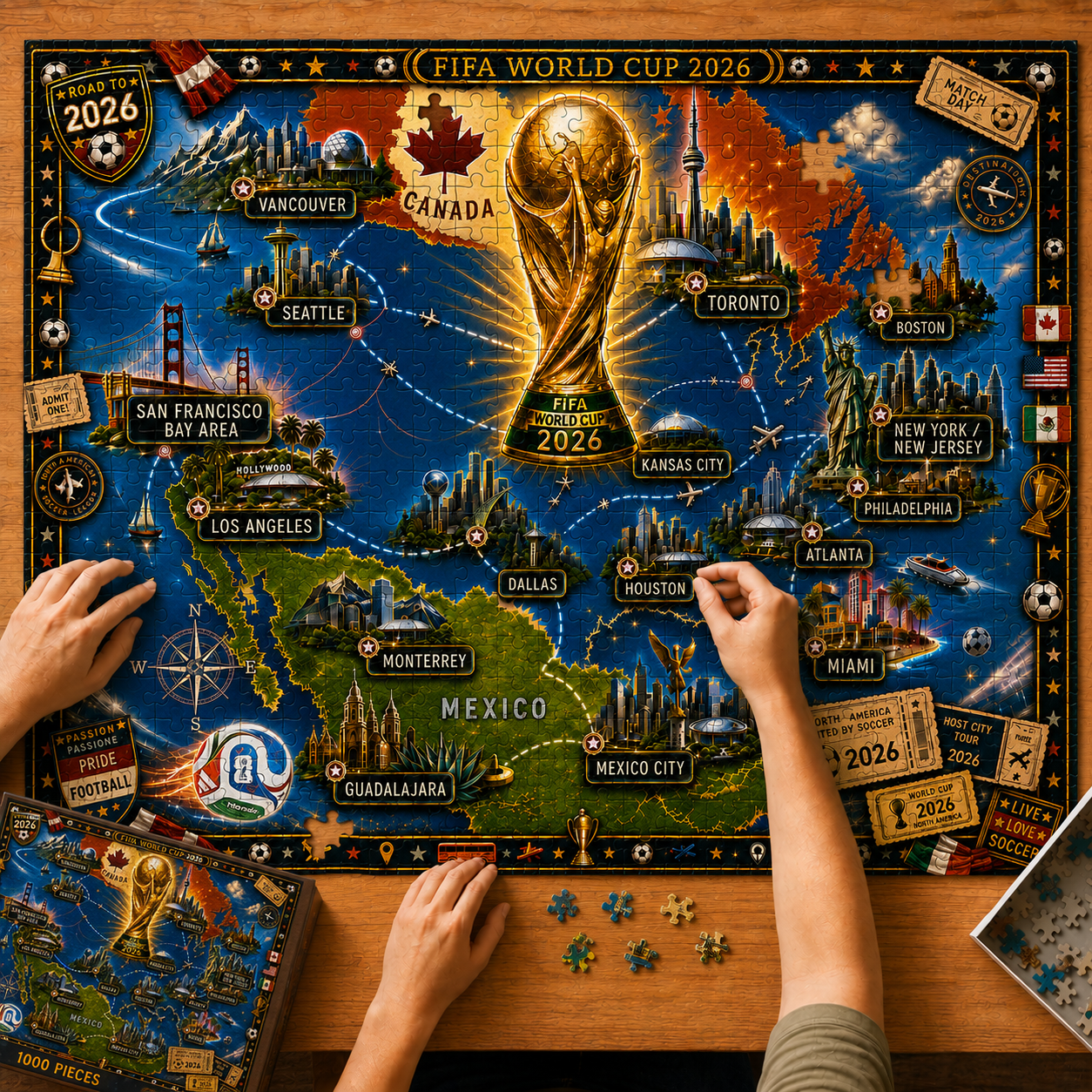 2026 World Cup Host Cities Journey - 500/1000 Piece Jigsaw Puzzle