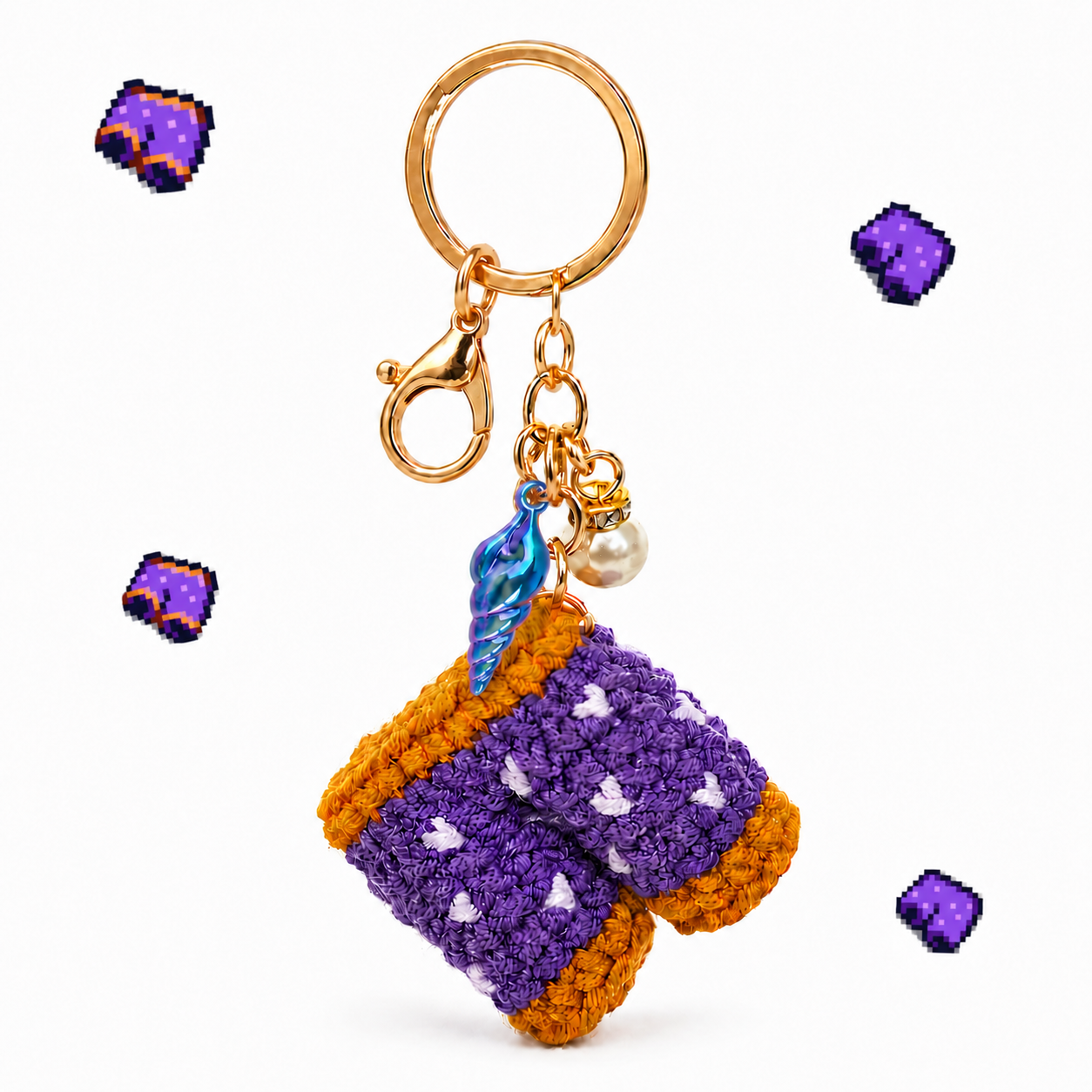 Stardew Valley-Inspired Mayor’s Purple Shorts Keychain with Detachable Mermaid Pendant 