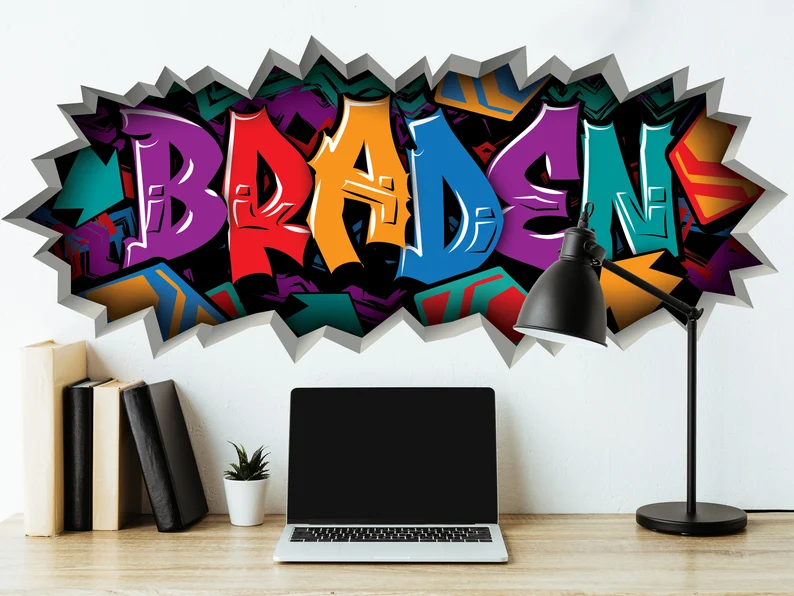 Personalized Street Art Graffiti Name Decal -Teen Room Decal