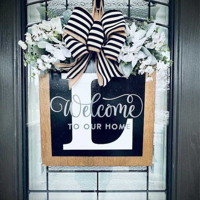 Last Name Year Round Front Door Wreath