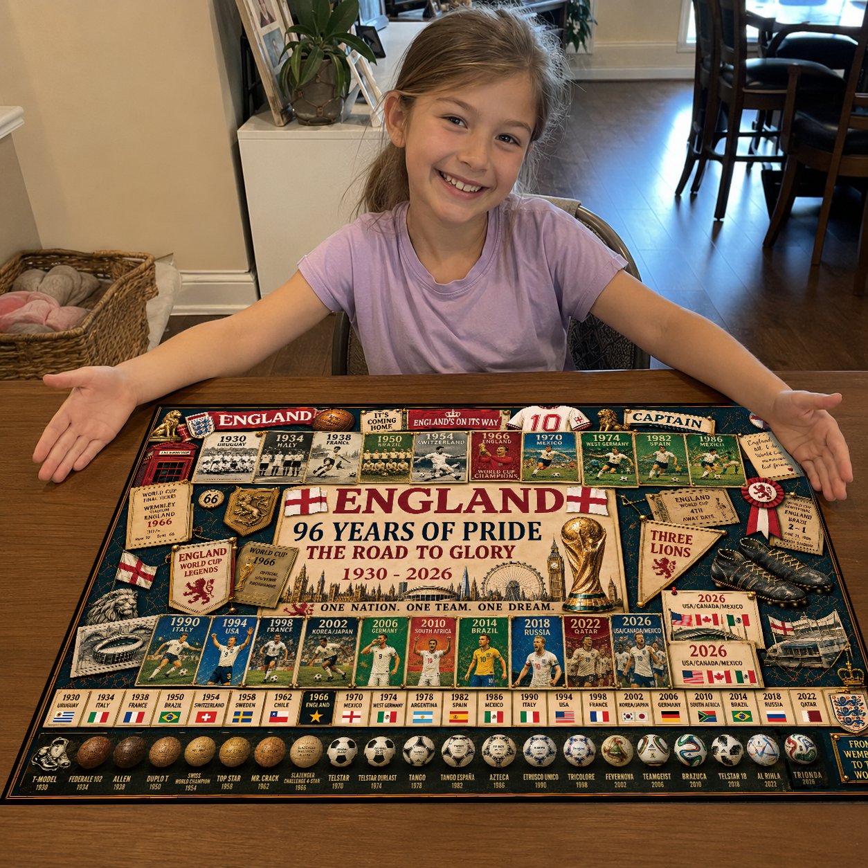 England 96-Year Glory Road World Cup Soccer "Road to Glory" Jigsaw Puzzle – 500/1000 Pieces