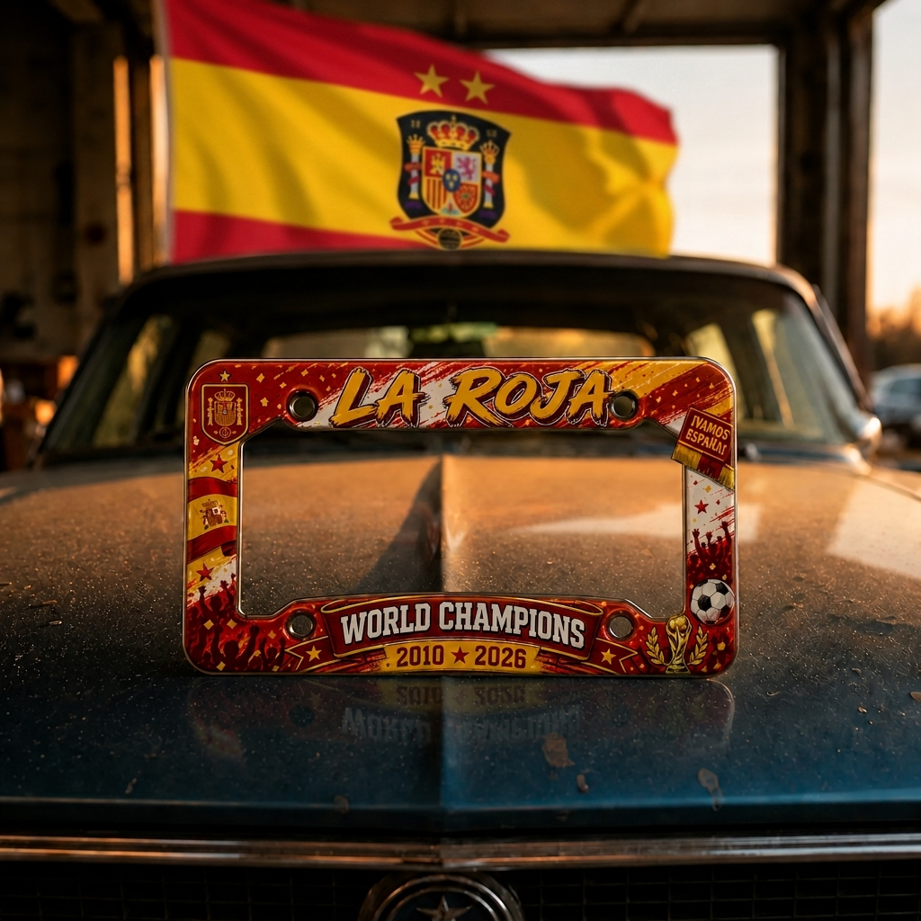 Spain Soccer Champions License Plate Frame – Show Your Pride On Every Drive