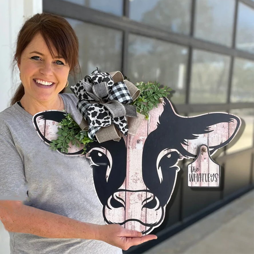 NEW!!2023 - Personalized Cow Tag Farm Door Hanger