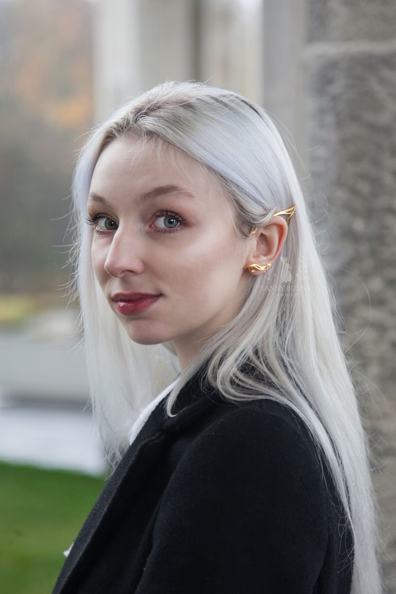 Elf ear cuff silver, Elven ear wrap no piercing