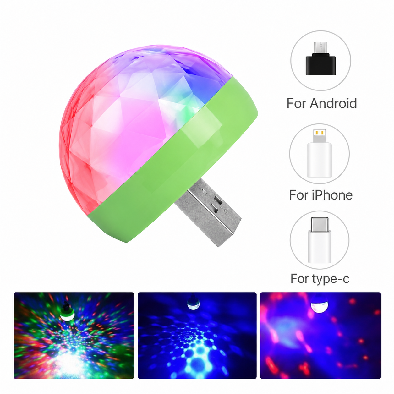 Plug & Play RGB Mini USB Disco Light for Phones – LED Party & Atmosphere Light