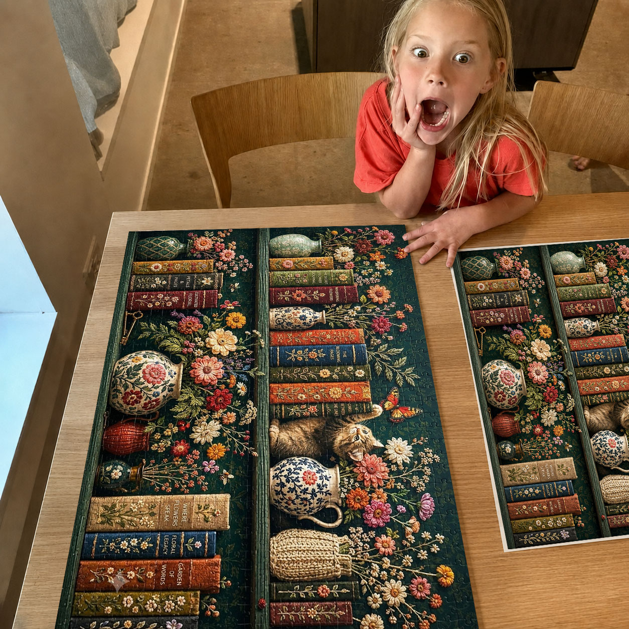 Vintage Blooming Bookshelf Jigsaw Puzzle