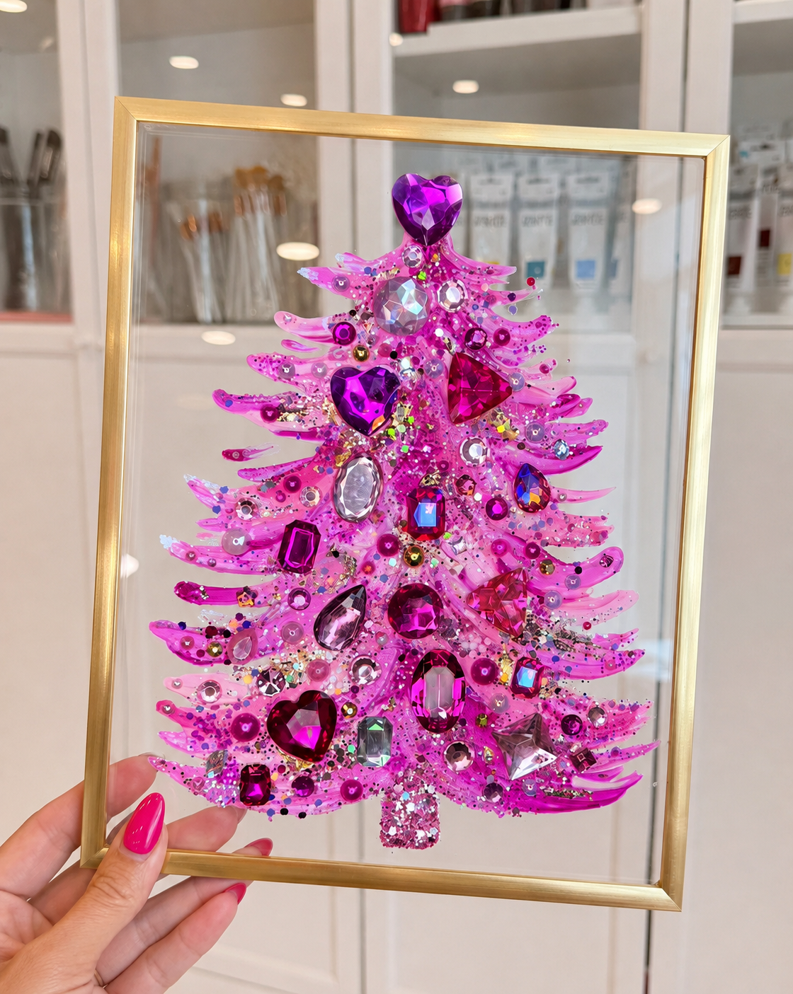  DIY Jeweled Christmas Tree Floating Frame Kit– Create Your Own Sparkling Holiday Decoration✨