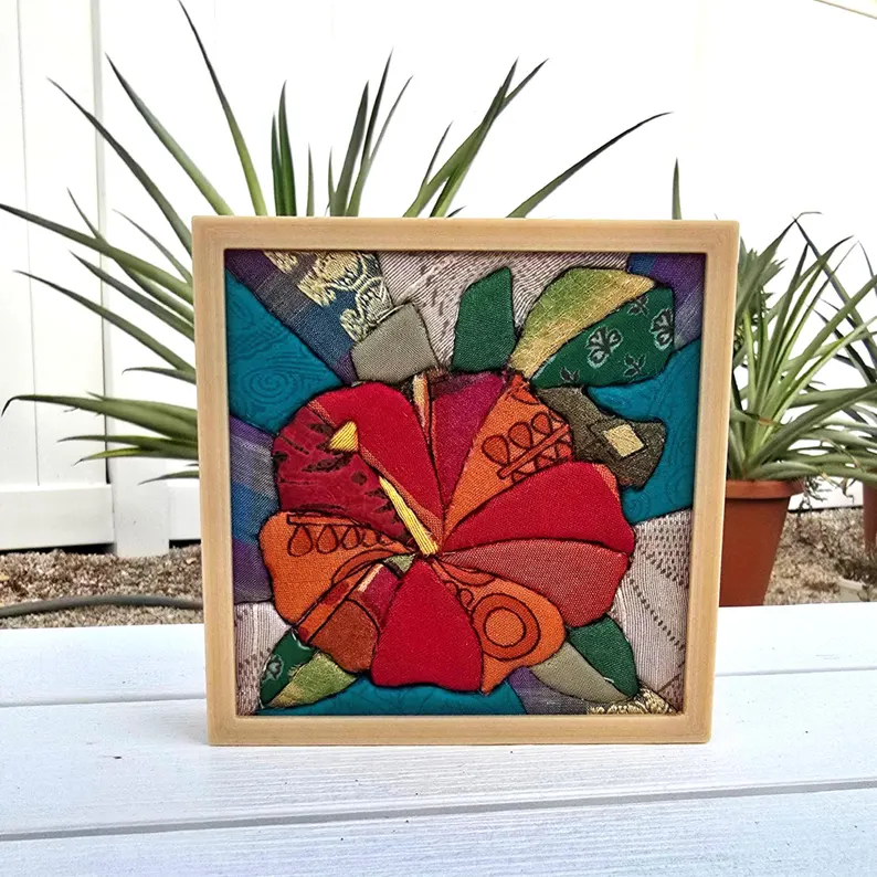 Hibiscus Kinusaiga Art Kit - Stitch-Free Fabric Art 