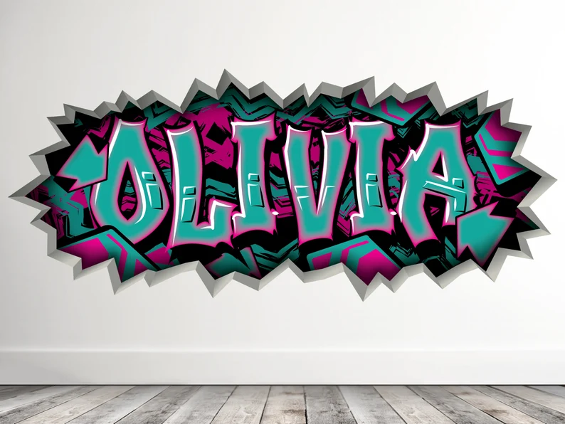Personalized Street Art Graffiti Name Decal -Teen Room Decal