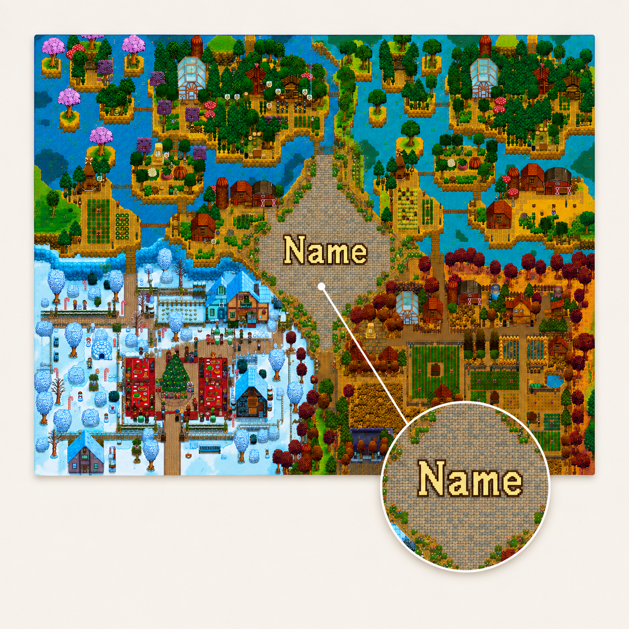 Personalized Stardew Valley-inspired seasonal farm puzzle – customize your farm name
