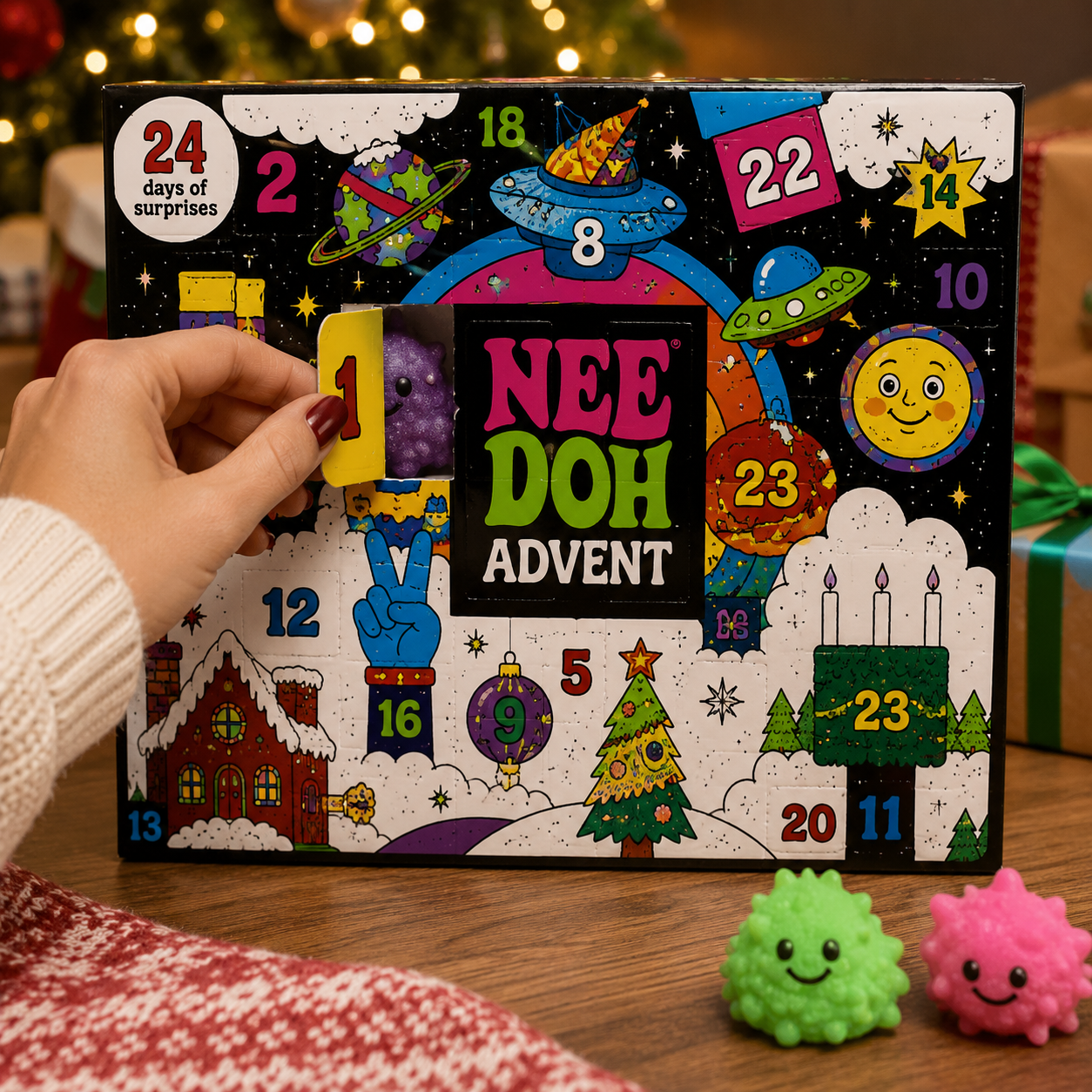 Opening a numbered advent calendar door