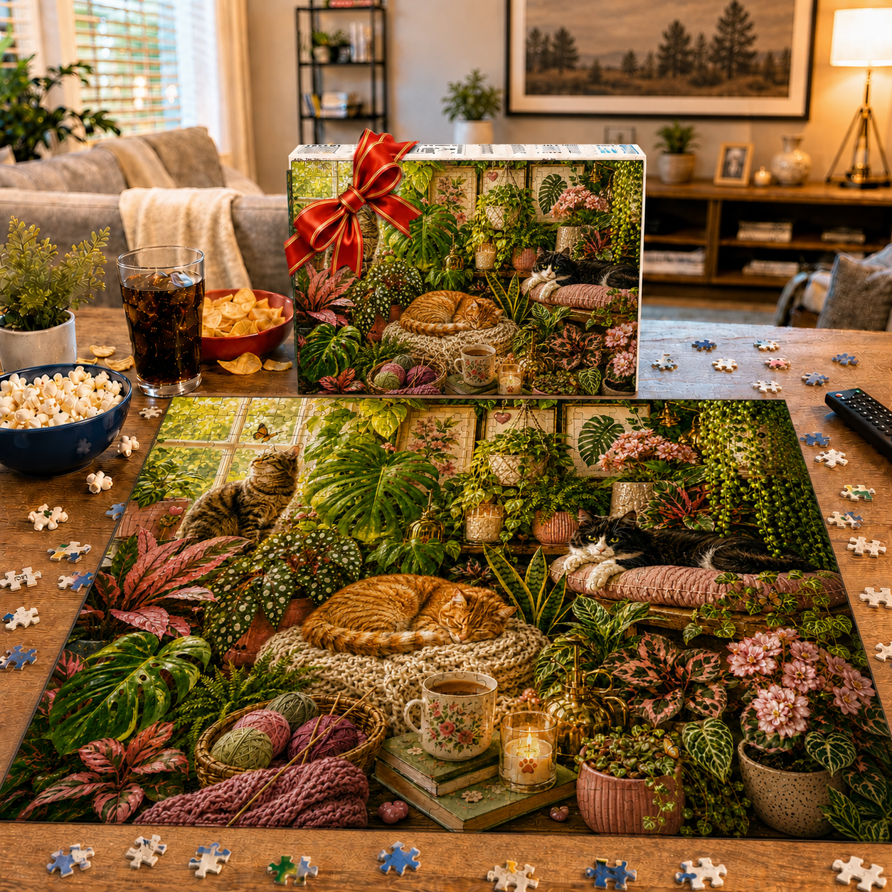 2026 NEW- Cats in the Sunlit Garden - 500/1000-Piece Jigsaw Puzzle