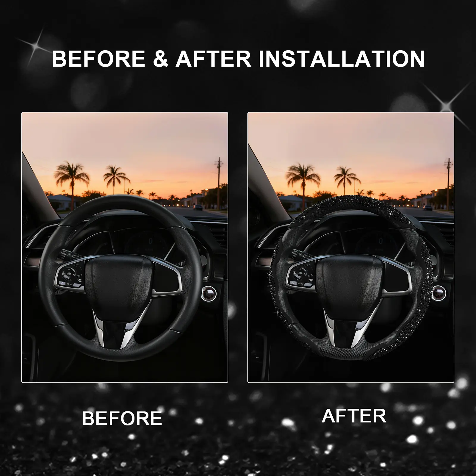 Diamond Bling Steering Wheel Cover for Women