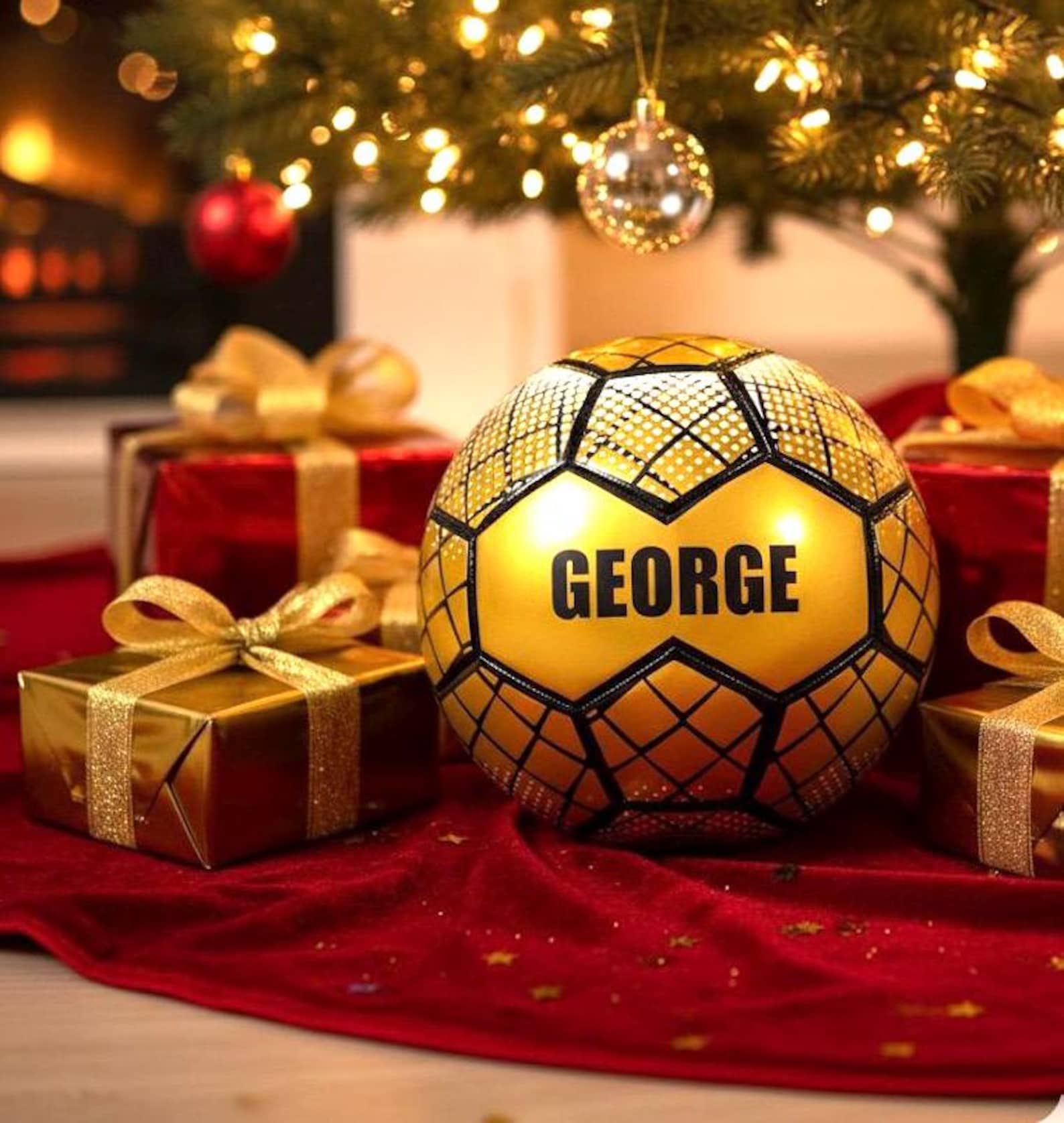 Custom Gold Soccer Ball With Name | Unique Football Present For Boys, Dad, Coach Or Football Fan Size 5