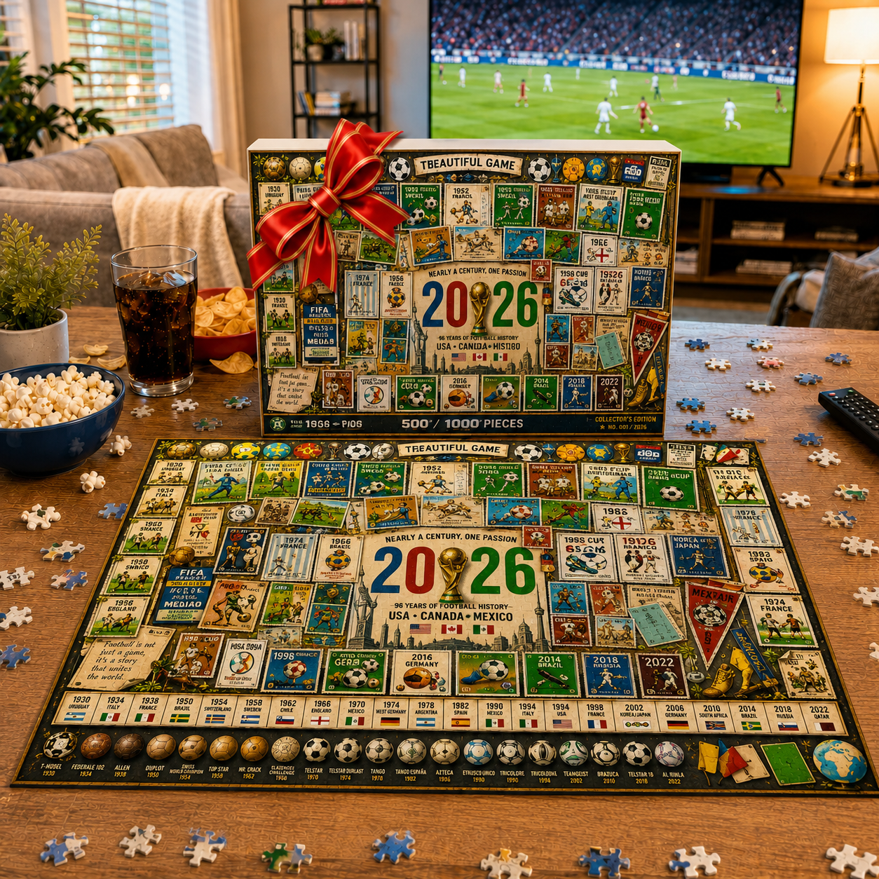 2026 World Cup History Collector's Puzzle | 96 Years of Football Legends (500/1000 Pieces)