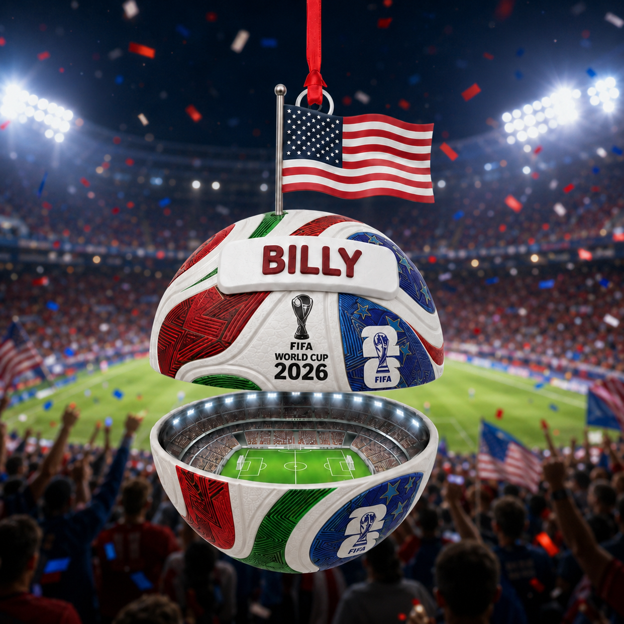 Personalized 2026 World Cup Soccer Ornament