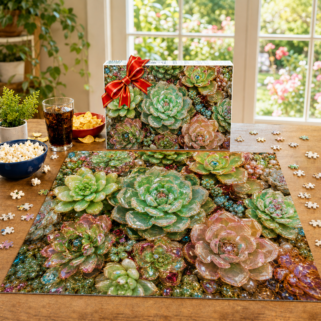 2026 Best gift – Sparkling Jewel Succulent Puzzle - 500/1000 Pieces