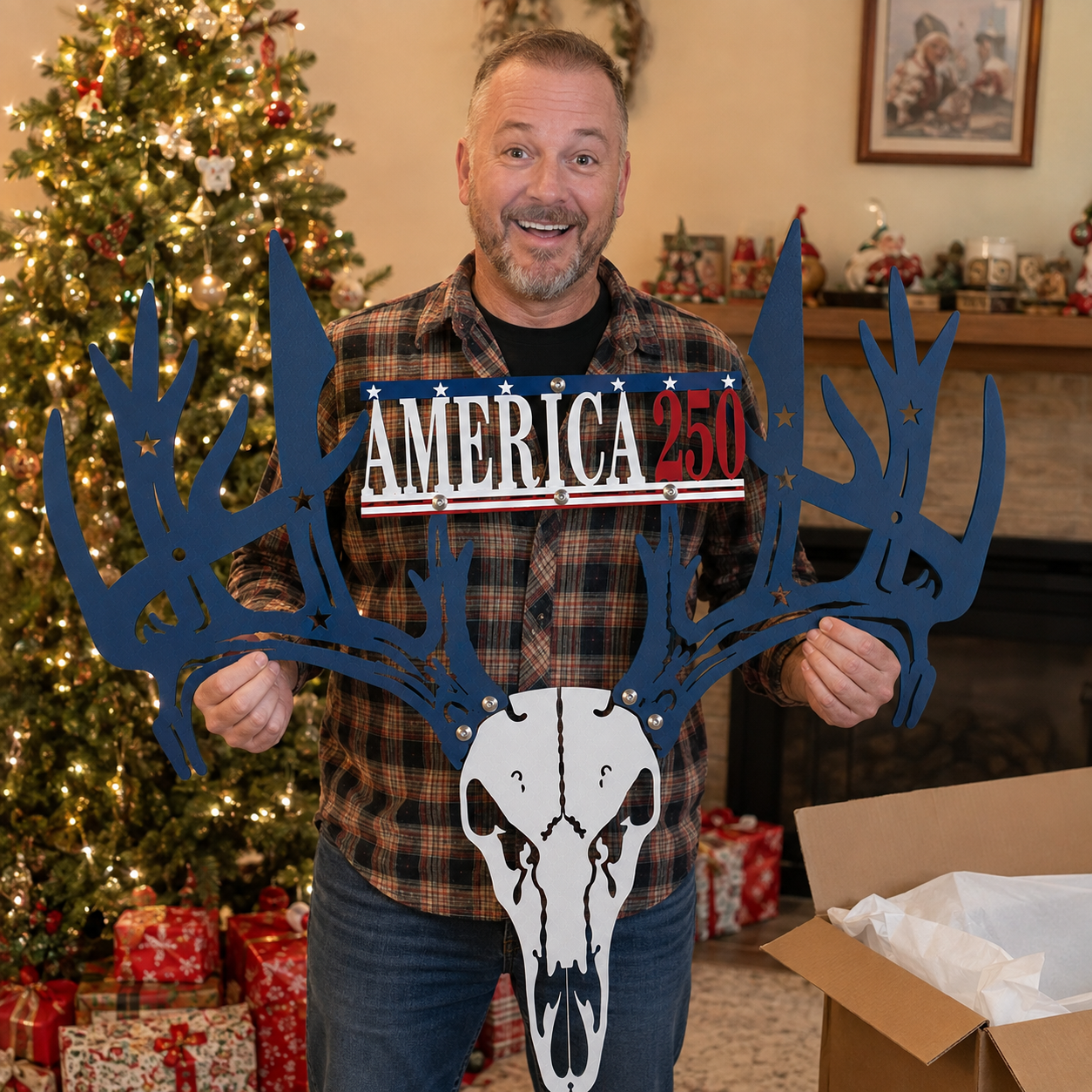 Personalized Metal Deer Skull Bow Rack (250th Anniversary Edition) — Best Christmas Gift for 2026