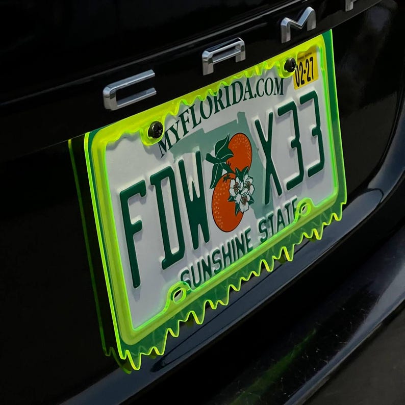 Slime Ooze License Plate Frame – JDM Car Show Tuner Plate Cover, Unique Car Mod Accessory, Custom Gift for Car Enthusiast, Gift for Him