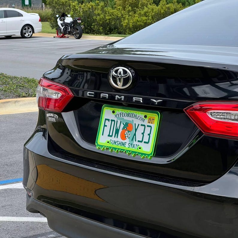 Slime Ooze License Plate Frame – JDM Car Show Tuner Plate Cover, Unique Car Mod Accessory, Custom Gift for Car Enthusiast, Gift for Him