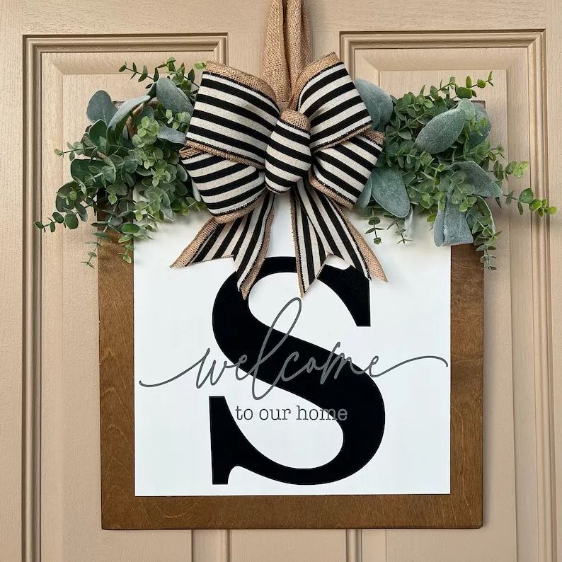 2023 New Gift- Last Name Year Round Front Door Wreath