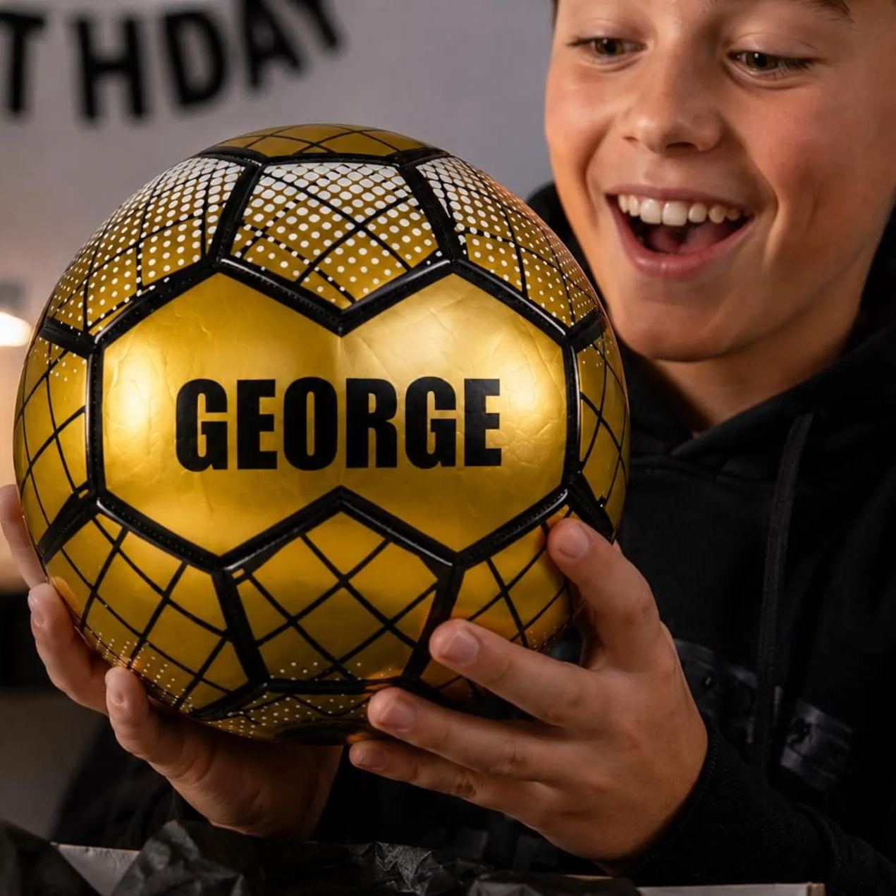 Custom Gold Soccer Ball With Name | Unique Football Present For Boys, Dad, Coach Or Football Fan Size 5