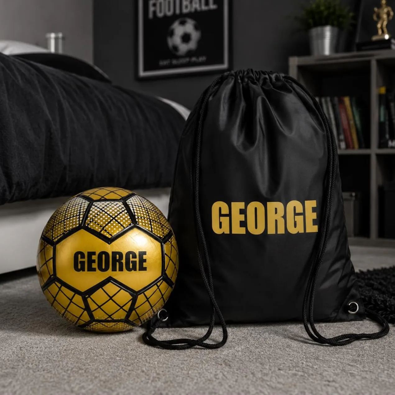 Custom Gold Soccer Ball With Name | Unique Football Present For Boys, Dad, Coach Or Football Fan Size 5