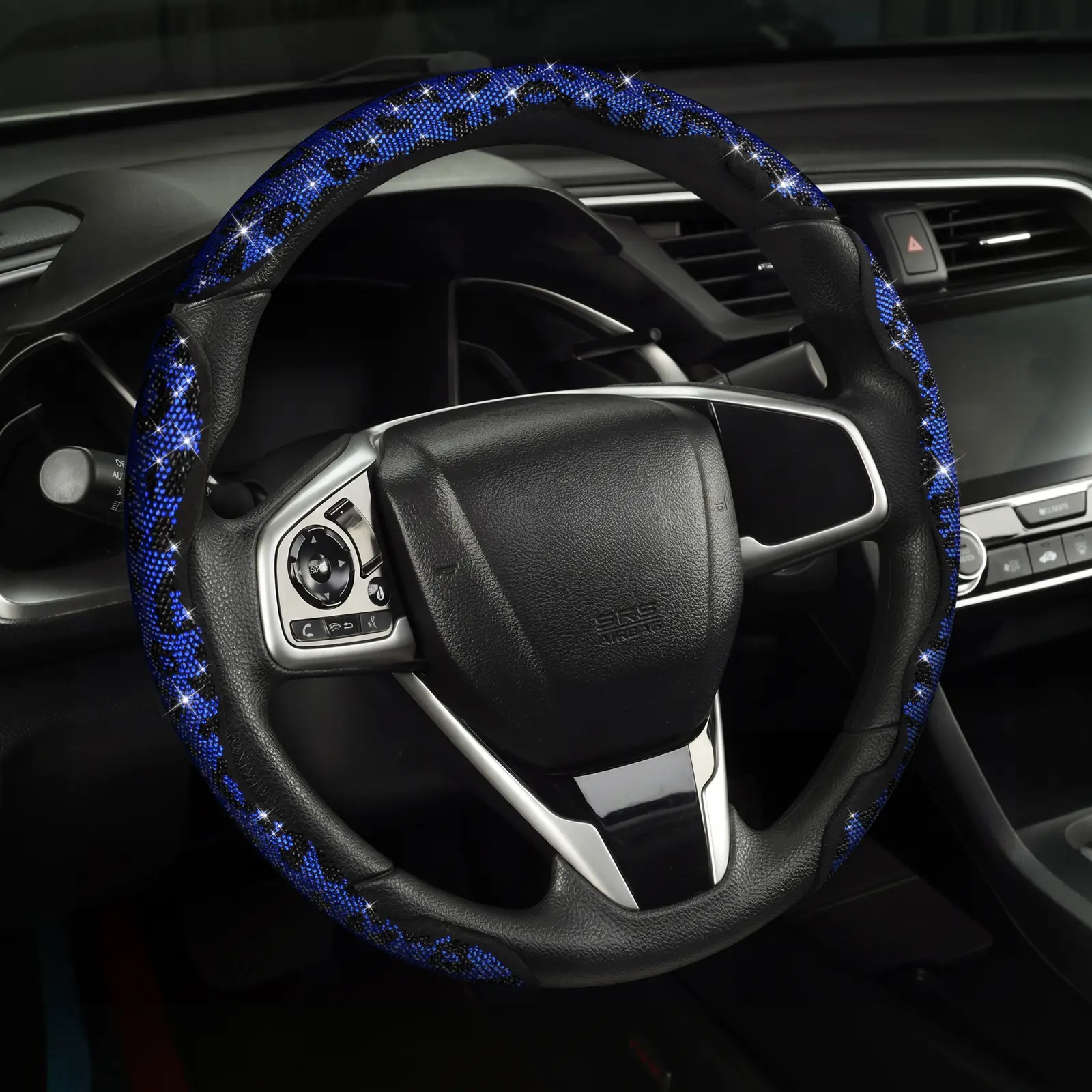 Leopard Print Diamond Bling Steering Wheel Cover