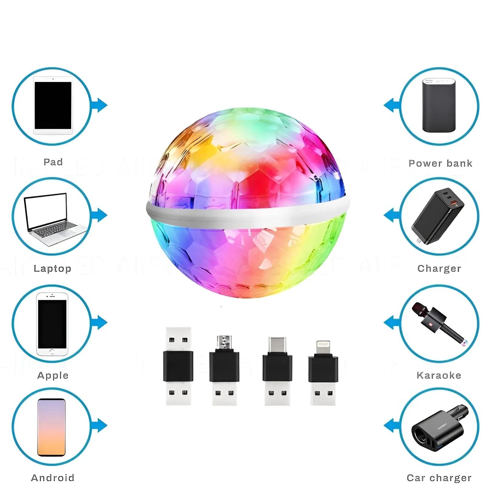 Plug & Play RGB Mini USB Disco Light for Phones – LED Party & Atmosphere Light