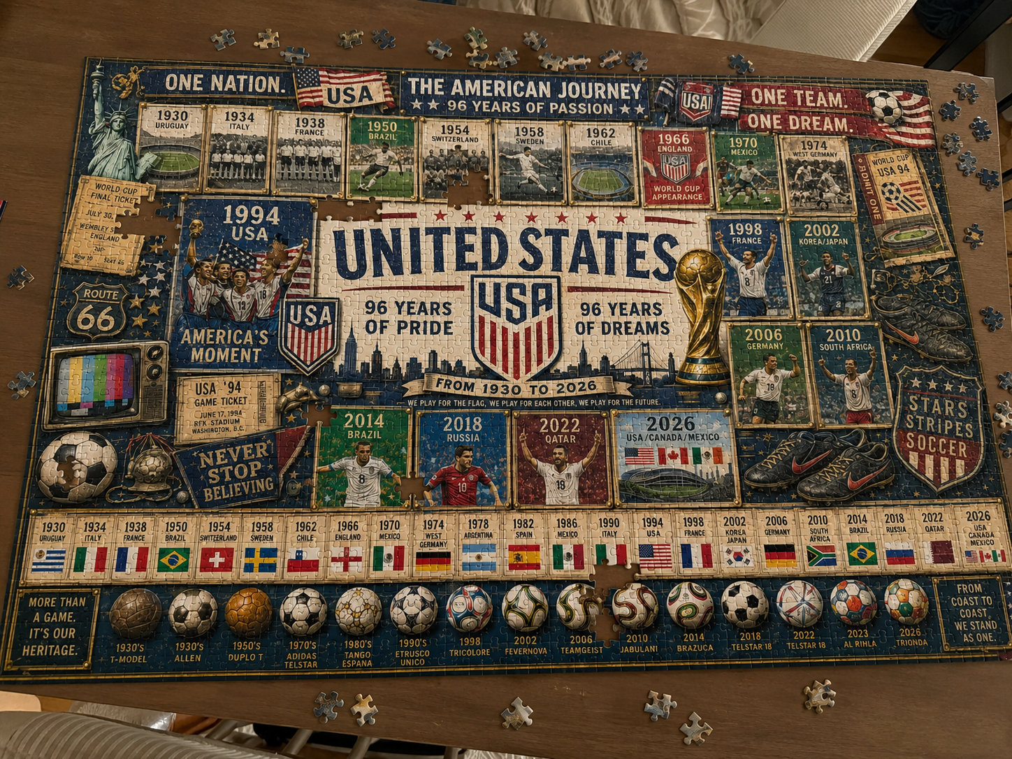 USA 96th World Cup Soccer "Road to Glory" Jigsaw Puzzle – 500/1000 Pieces