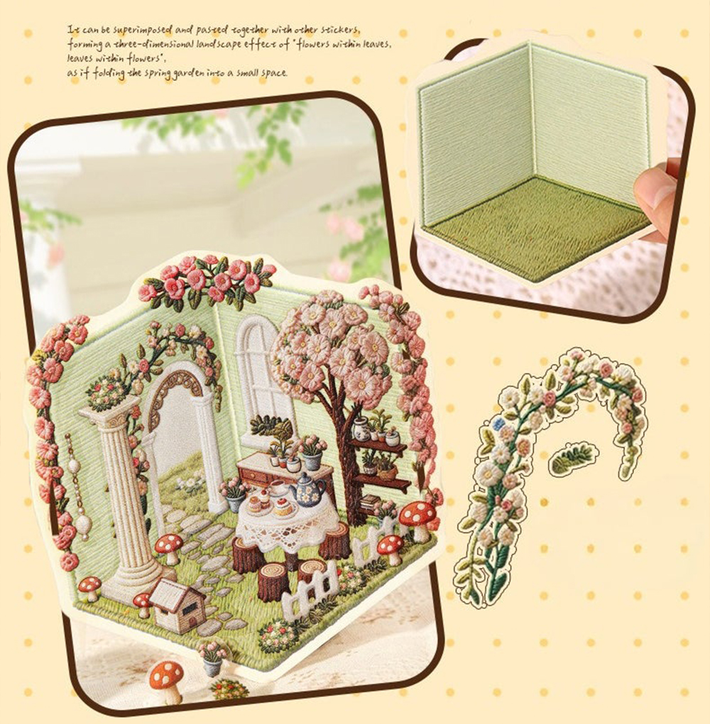 2026 Embroidery-Themed 3D Miniature Scene Stickers – DIY Craft Stickers