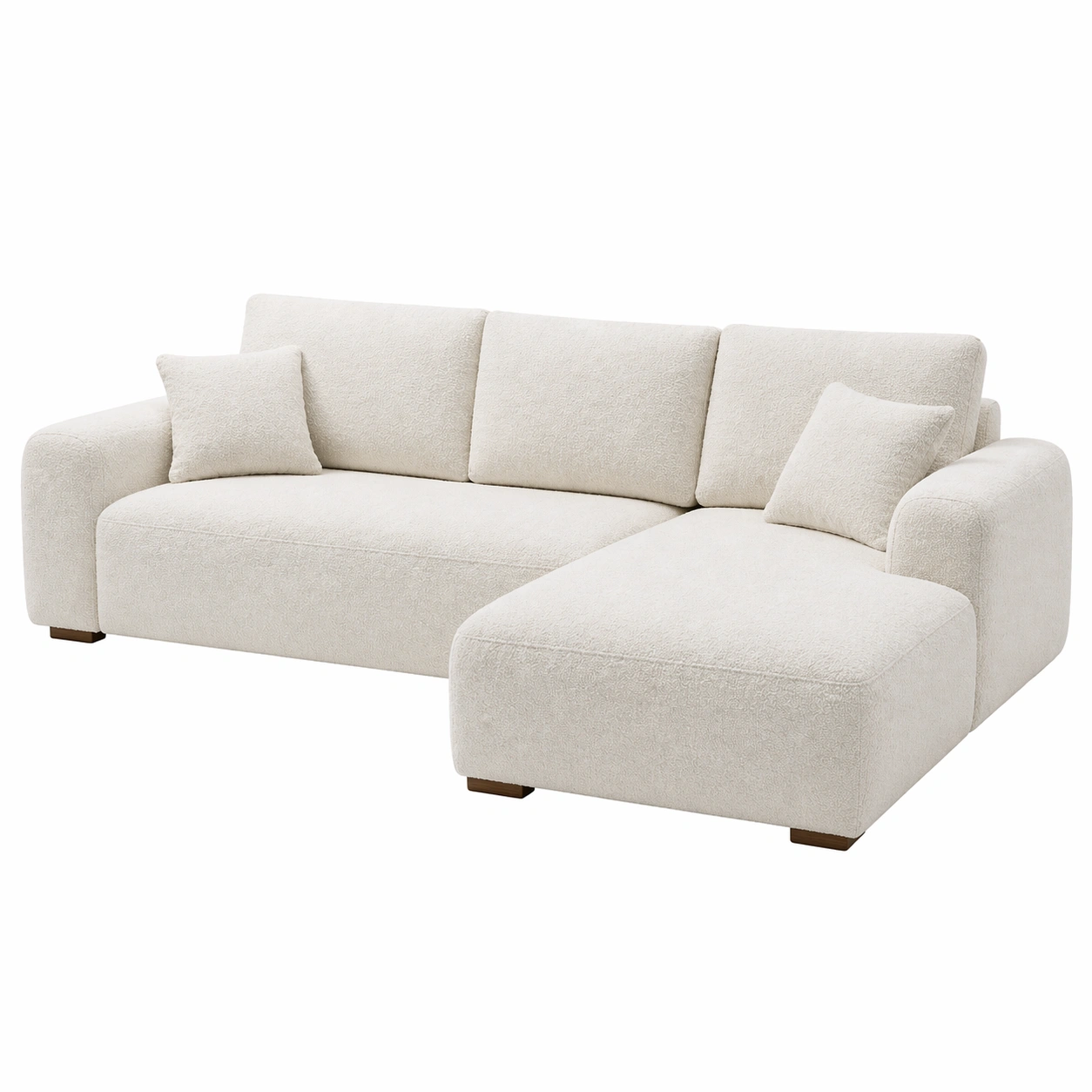 Sofá modular de 3 plazas con chaise longue y dise?o curvo en tejido bouclé-orderlumo