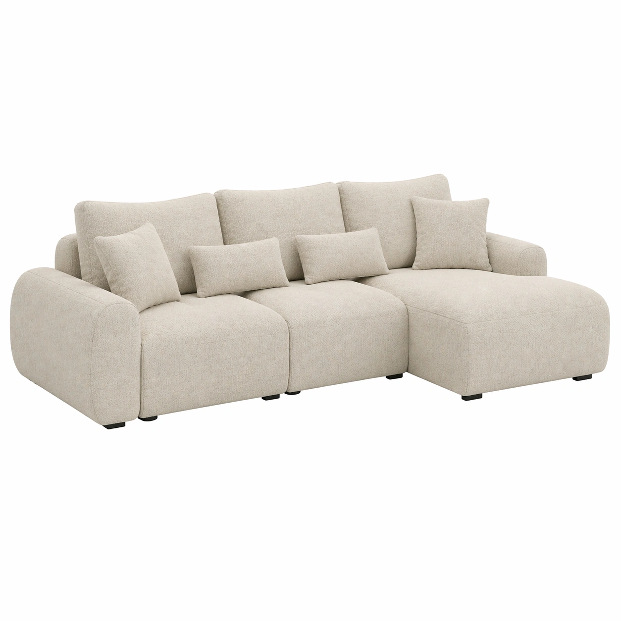 Sofá de 3 plazas con chaise longue dise?o modular contemporáneo en tela suave-orderlumo