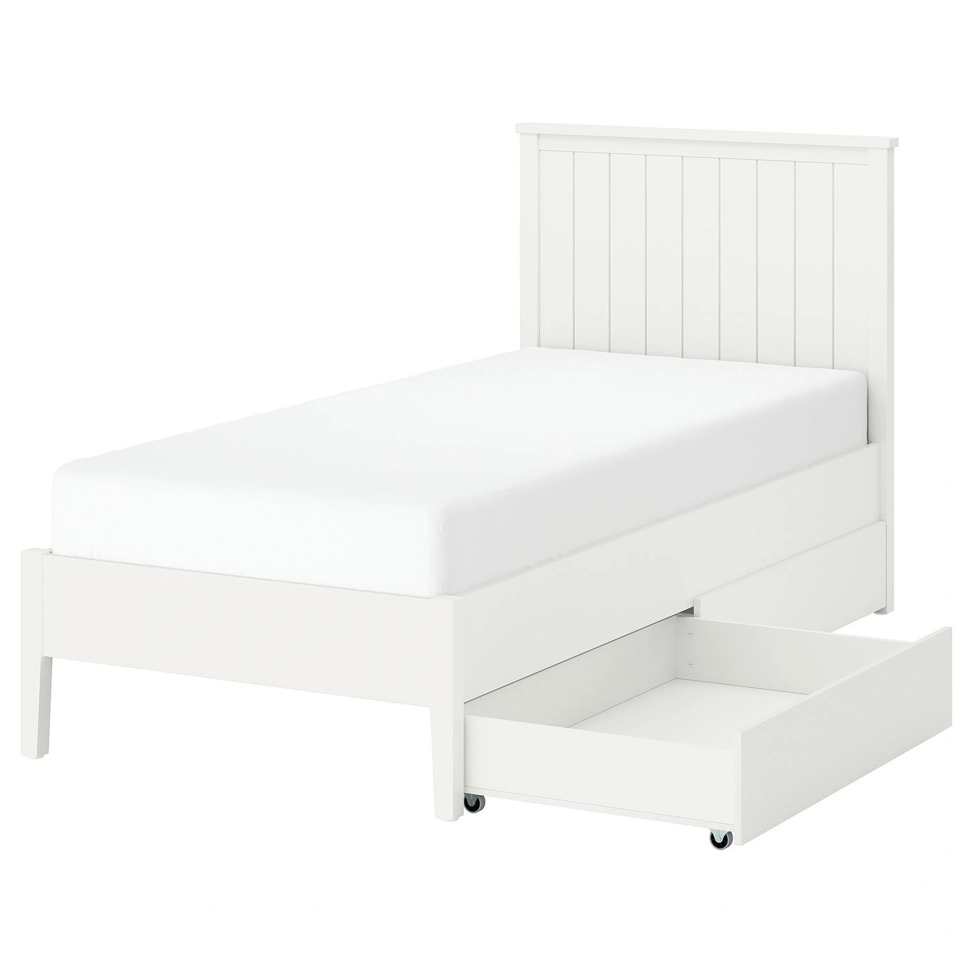 Cama marco con 2 cajas de almacenamiento blanca 90x200 cm-orderlumo