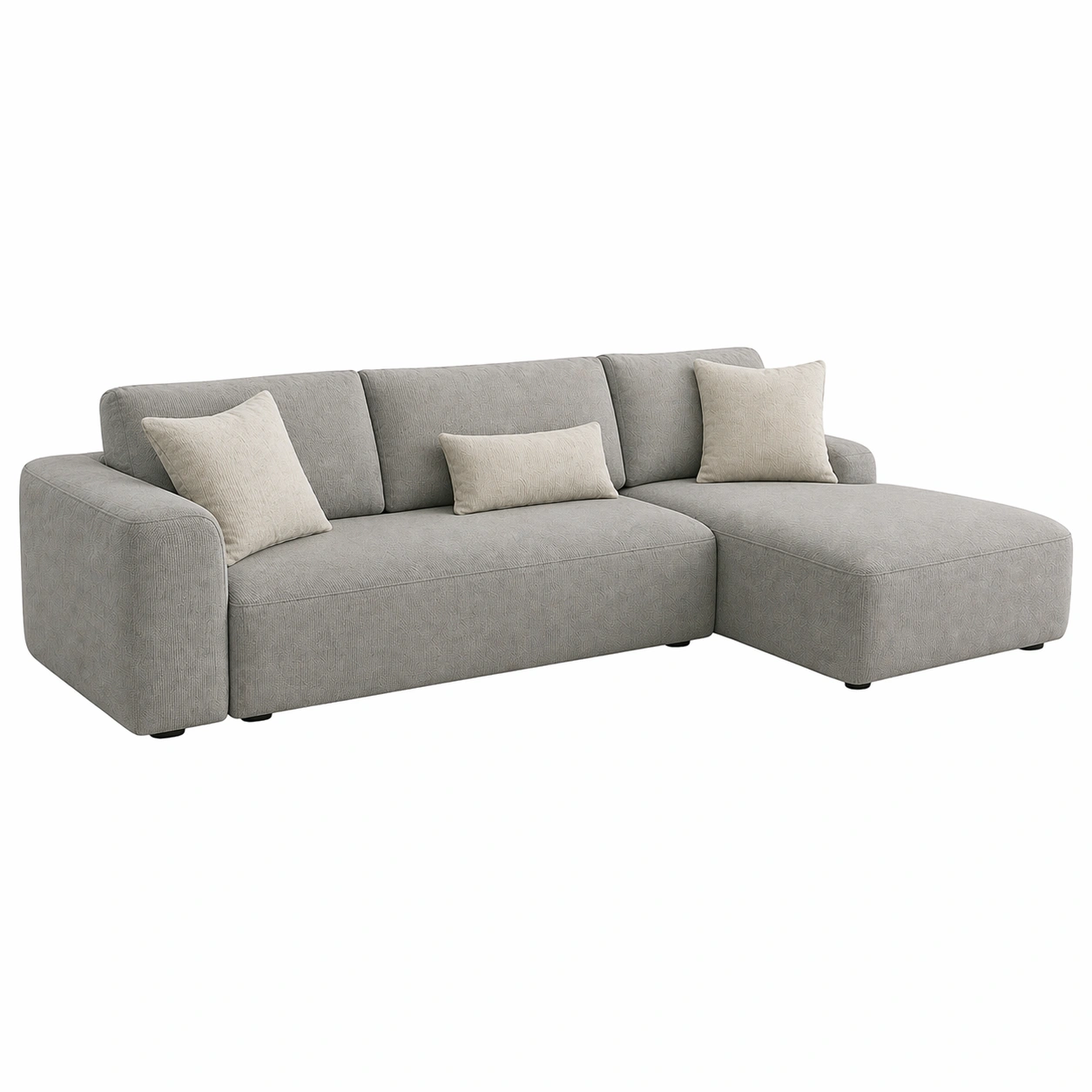 Sofá Modular de 3 Plazas con Chaise Longue en Gris Claro Estilo Minimalista Contemporáneo-ordervexa