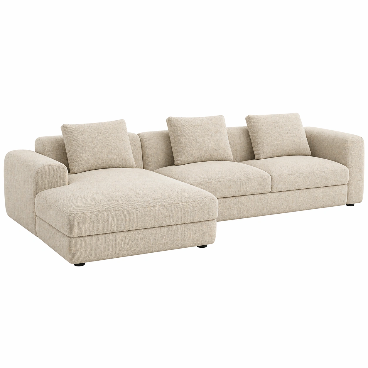 Sofá esquinero modular de 5 plazas con chaise longue en beige claro-ordervexa