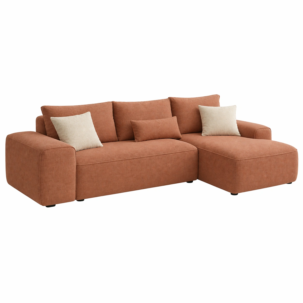 Sofá Esquinero Modular de 5 Plazas con Chaise Longue en Terracota Estilo Moderno Elegante-ordervexa