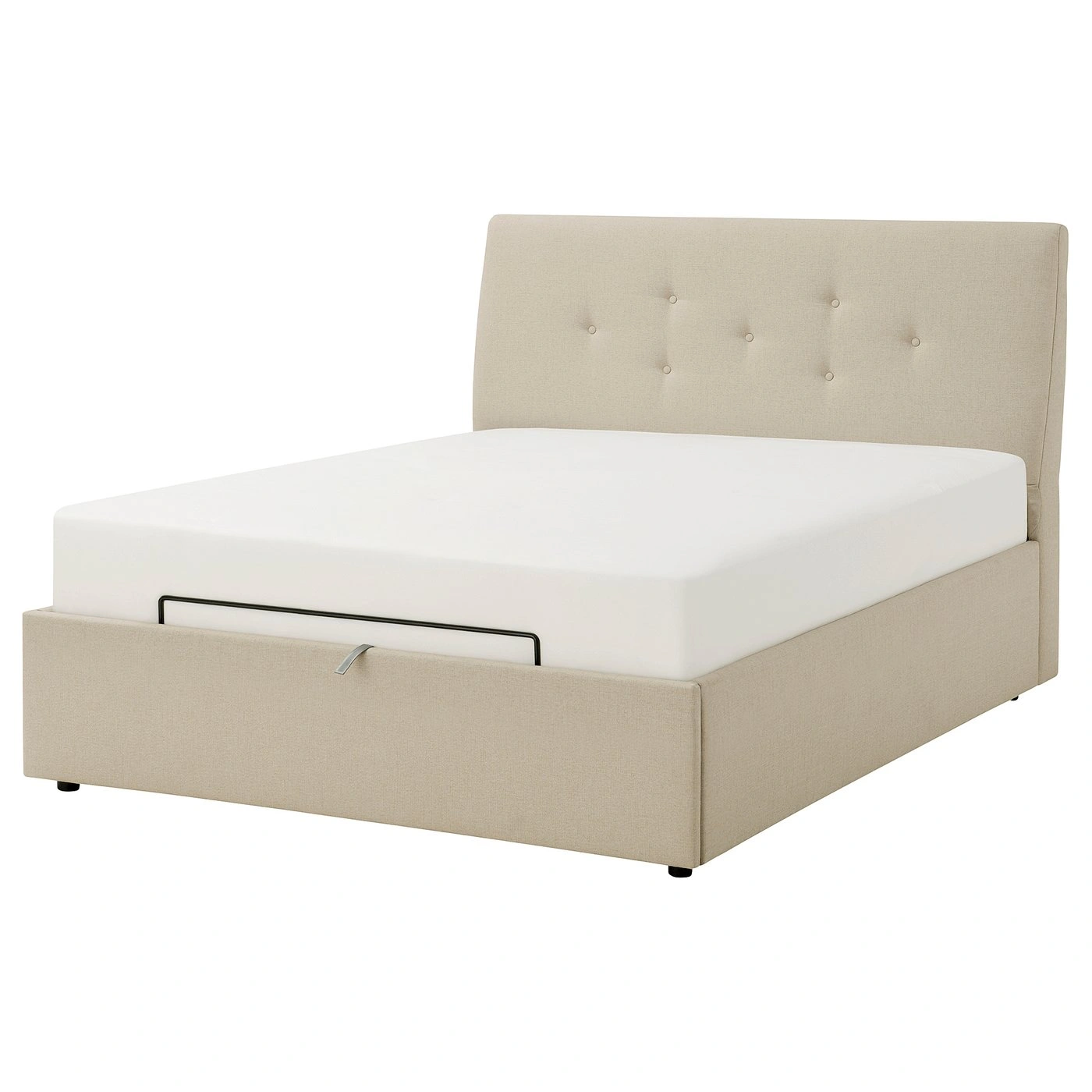 Cama ottoman tapizada beige 160x200 cm-ordervexa