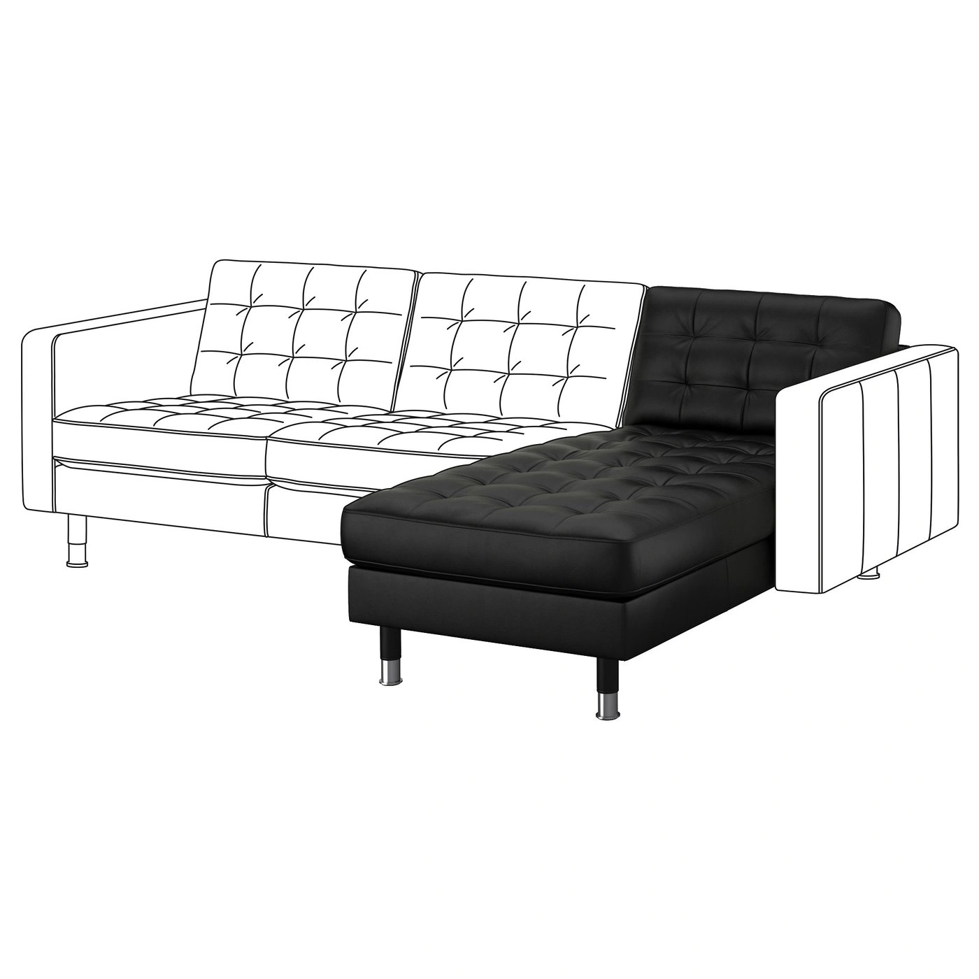 Chaise longue unidad adicional negro metal-ordervexa