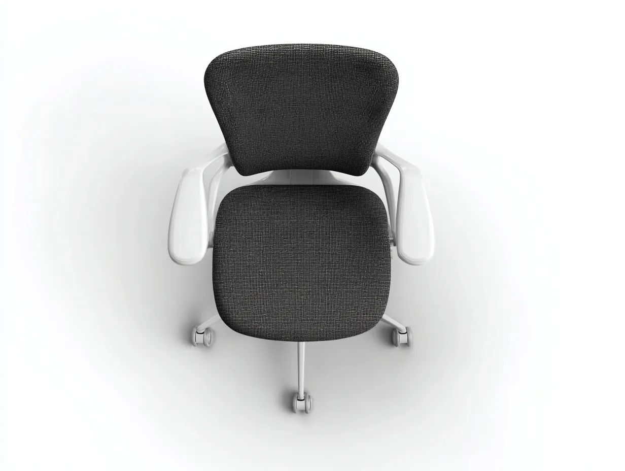 Sillas de oficina 62x60x86 cm - silla giratoria tapizada en gris oscuro con apoyabrazos blancos y ruedas - diseño ergonómico contemporáneo