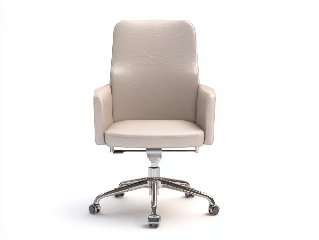 Sillas de oficina 64x61x101 cm - tapizado beige con base metálica y ruedas - altura ajustable - estilo ejecutivo moderno