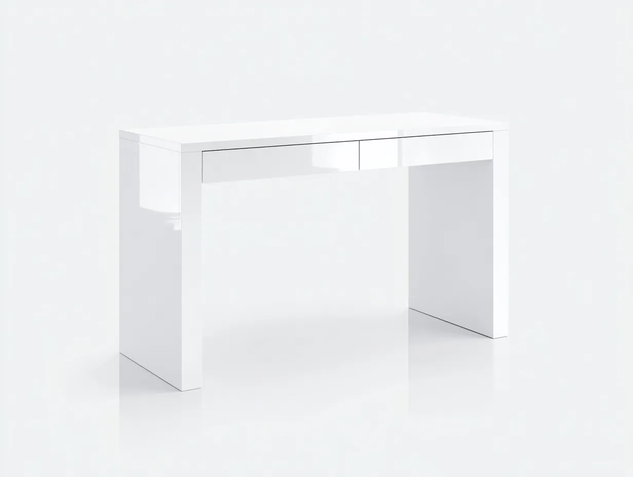 Escritorio lacado con 2 cajones 135 x 55 x 76 cm - blanco brillo - diseño moderno para oficina