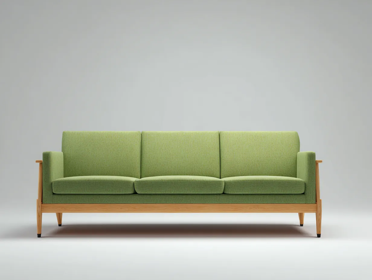 Sofás de exterior 210x78x76 cm - sofá de 3 plazas con estructura de madera y cojines verde musgo - estilo contemporáneo para terraza y porche