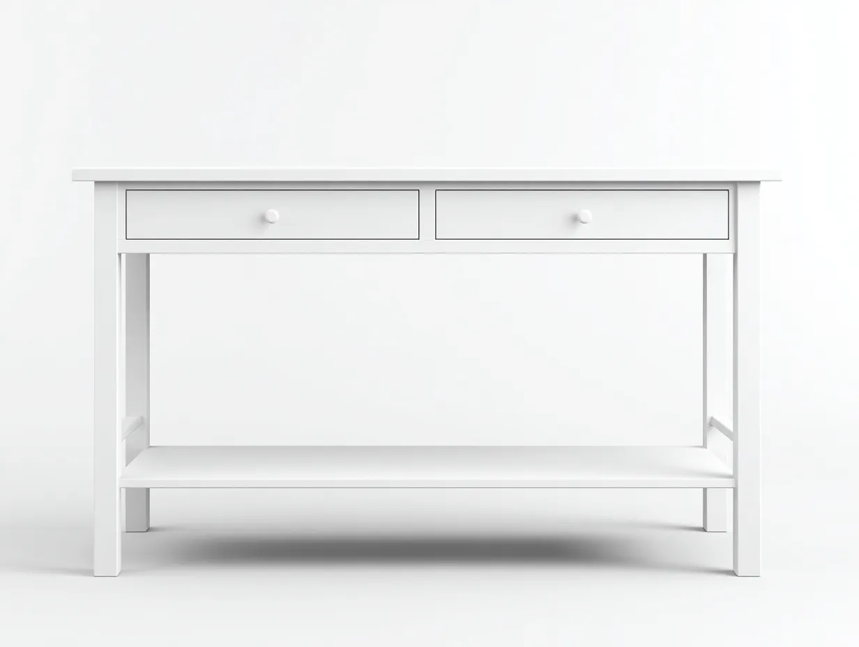Escritorio blanco con 2 cajones y balda inferior 130 x 50 x 80 cm - estilo limpio para oficina