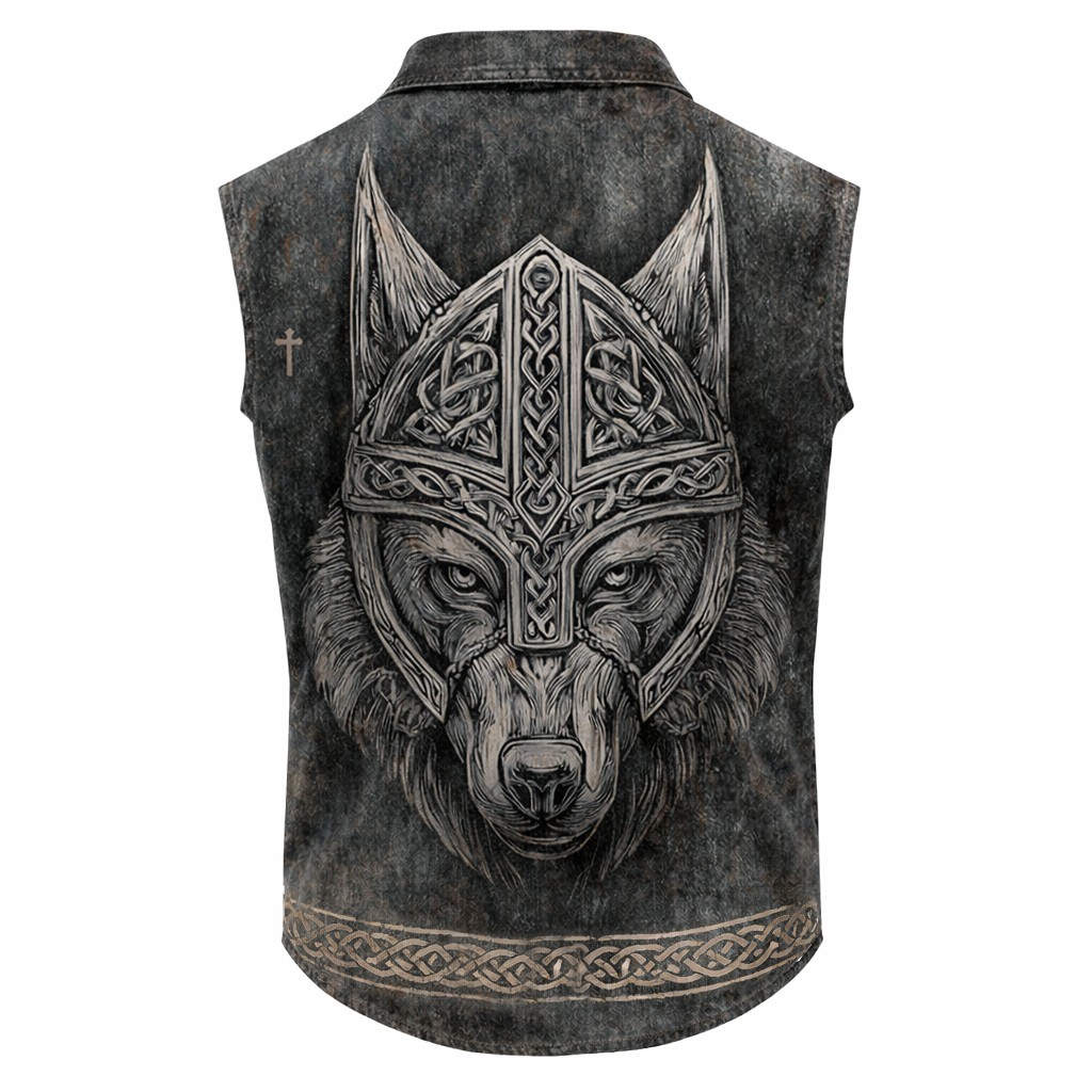 Wolf Grey Sleeveless Shirt - NorseKin detail view 2