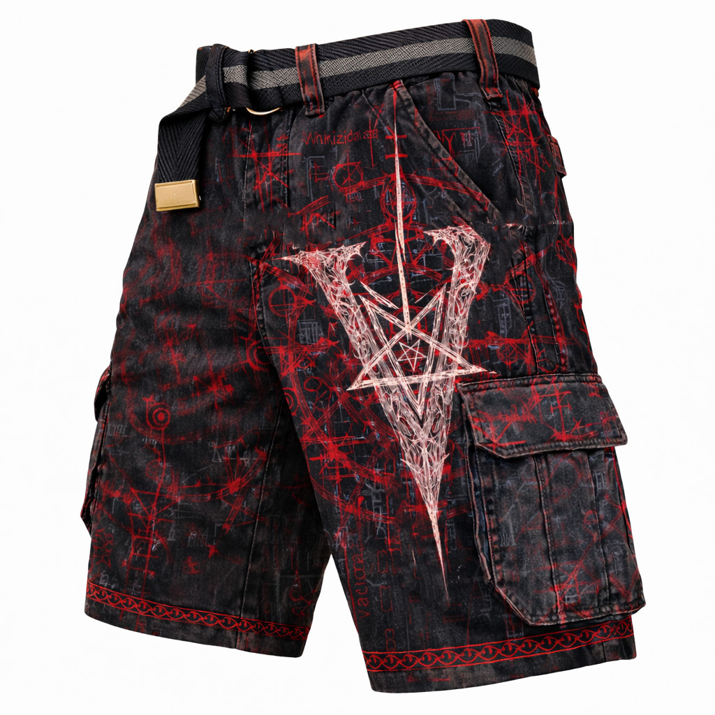 Distressed Cargo Shorts - NorseKin front view